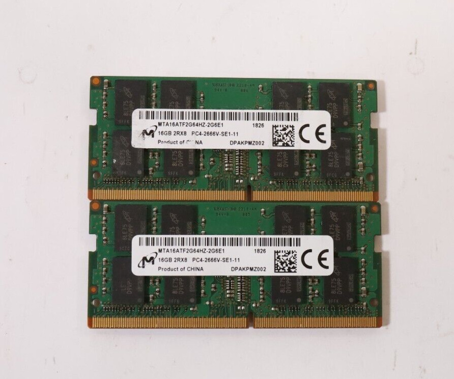 LOT 2x 16GB (32GB) Micron MTA16ATF2G64HZ-2G6E1 PC4-2666V SODIMM Memory