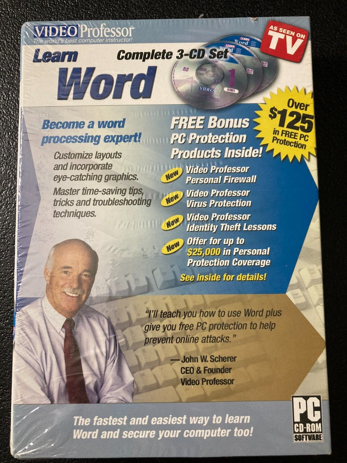 VIDEO PROFESSOR LEARN WORD COMPLETE 3-CD SET VINTAGE NEW FACTORY SEALED 
