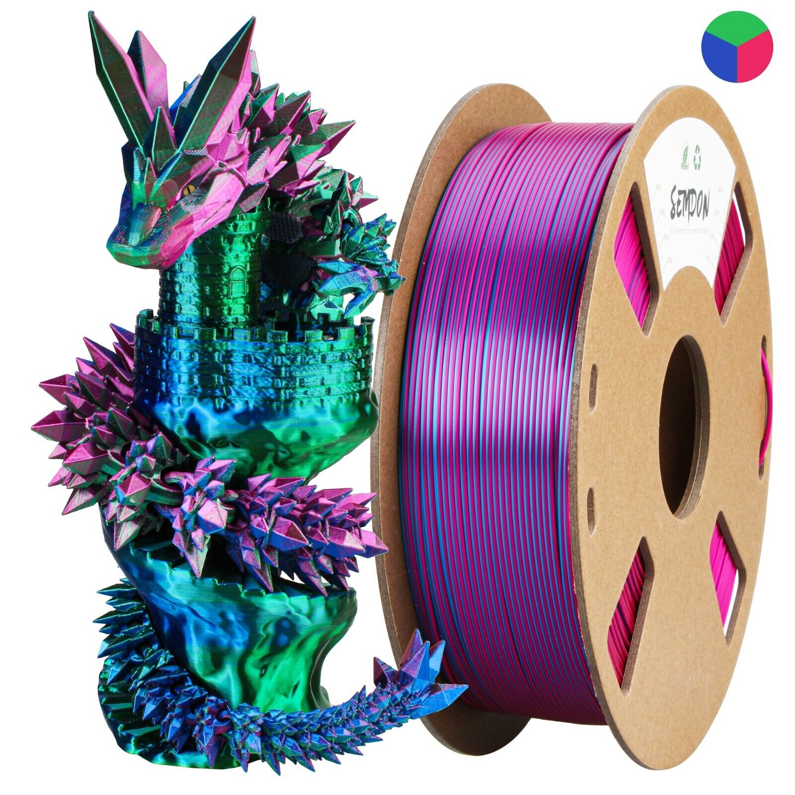 PLA+ Silk Multicolor Dual Tricolor 1.75mm 1KG 3D Printer Filament Rainbow Shiny