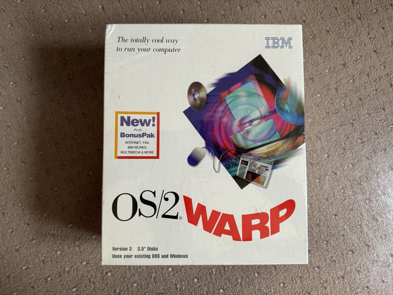 Vintage IBM OS/2 Warp Version 3 in Box with Bonus Pak - Factory Sealed