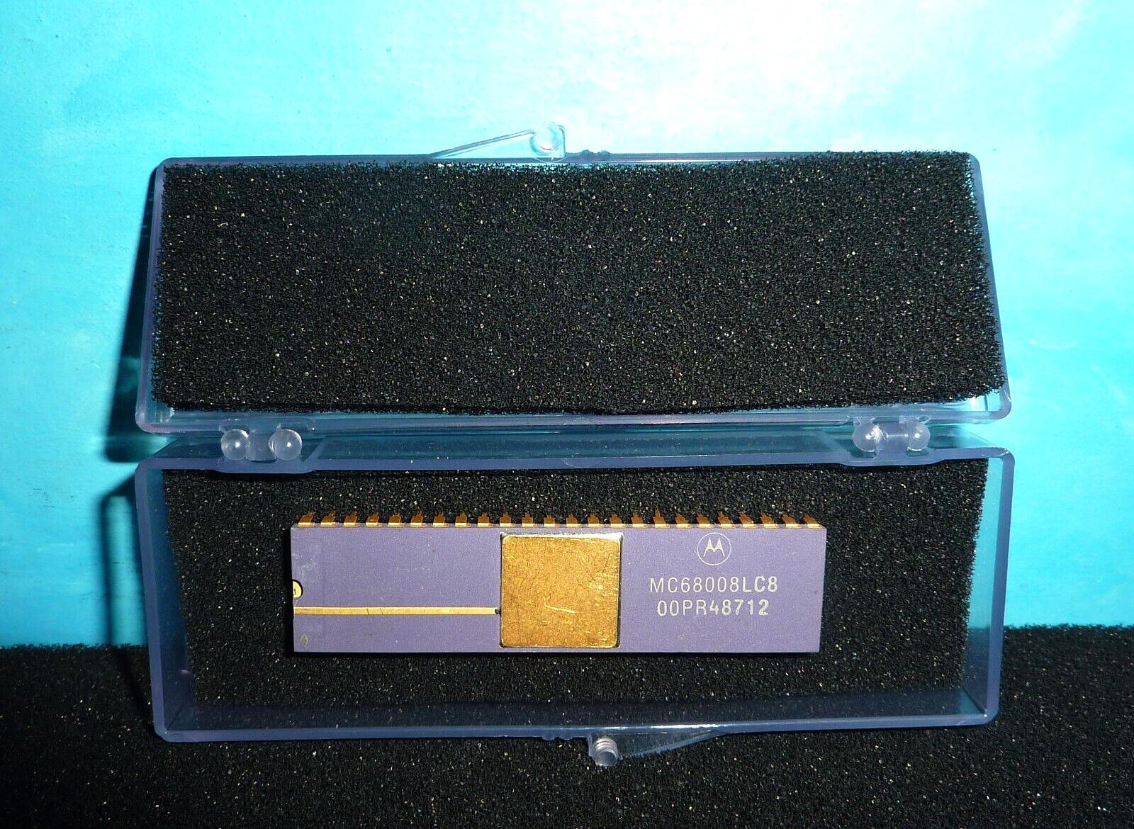 Motorola MC68008LC8 Purple Ceramic/Gold DIP Collectible Microprocessor