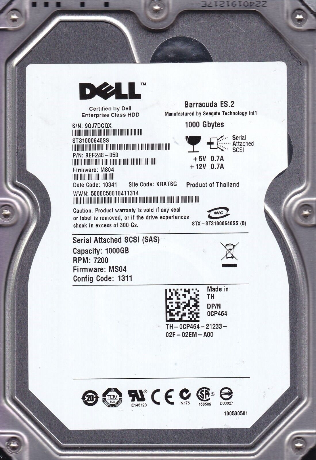 FOR DATA RECOVERY DELL ST31000640SS pn:9EF248-050 SCSI(SAS)  BAD SECTOR 6714
