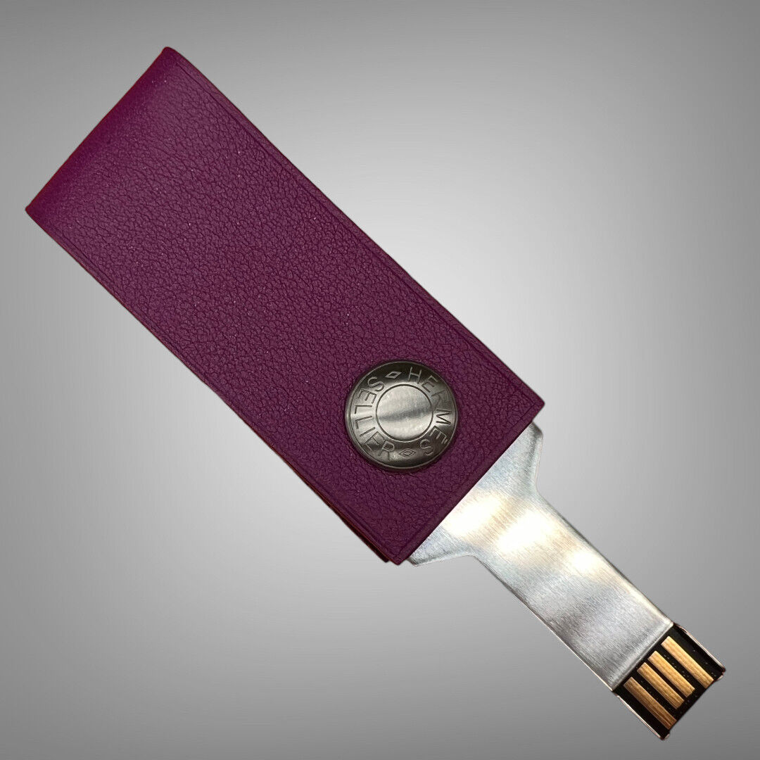 Hermes In the Pocket Lacie Key USB Drive 16GB Plum Leather New
