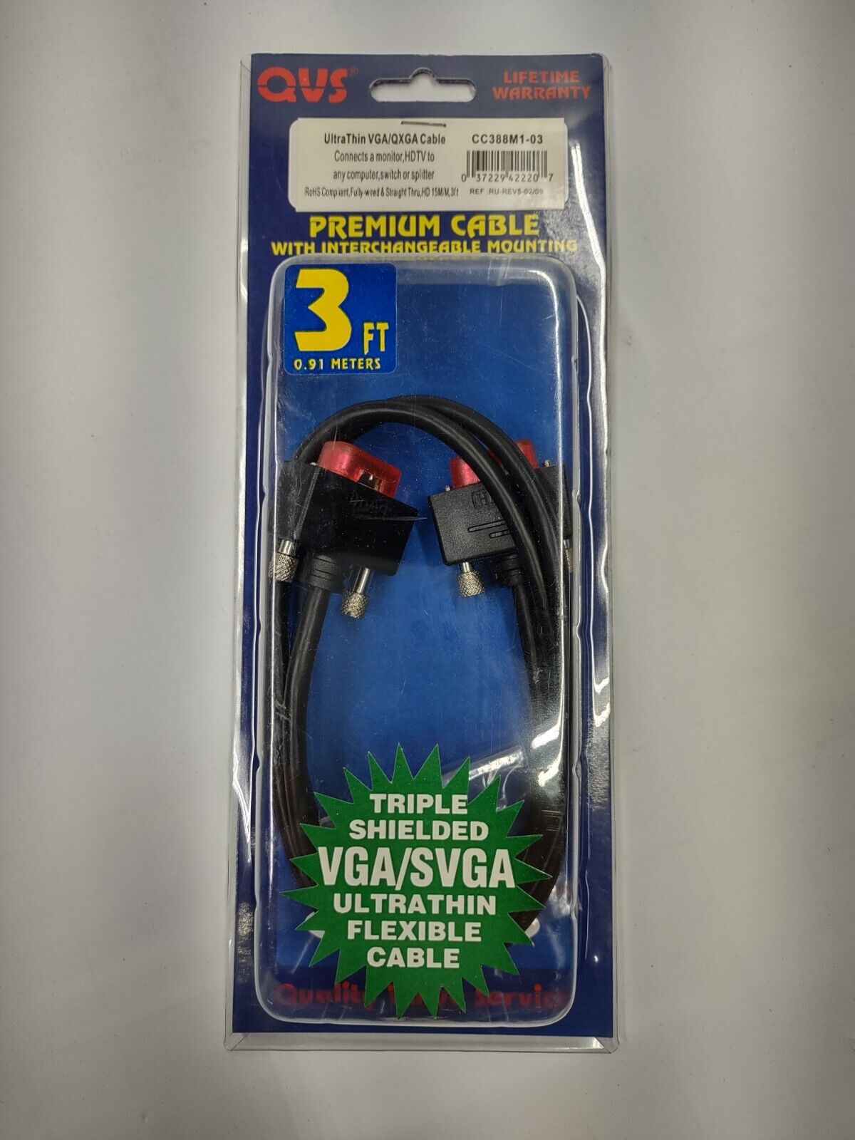 3 Foot Ultra-Thin VGA Cable - Male / Male DE-15