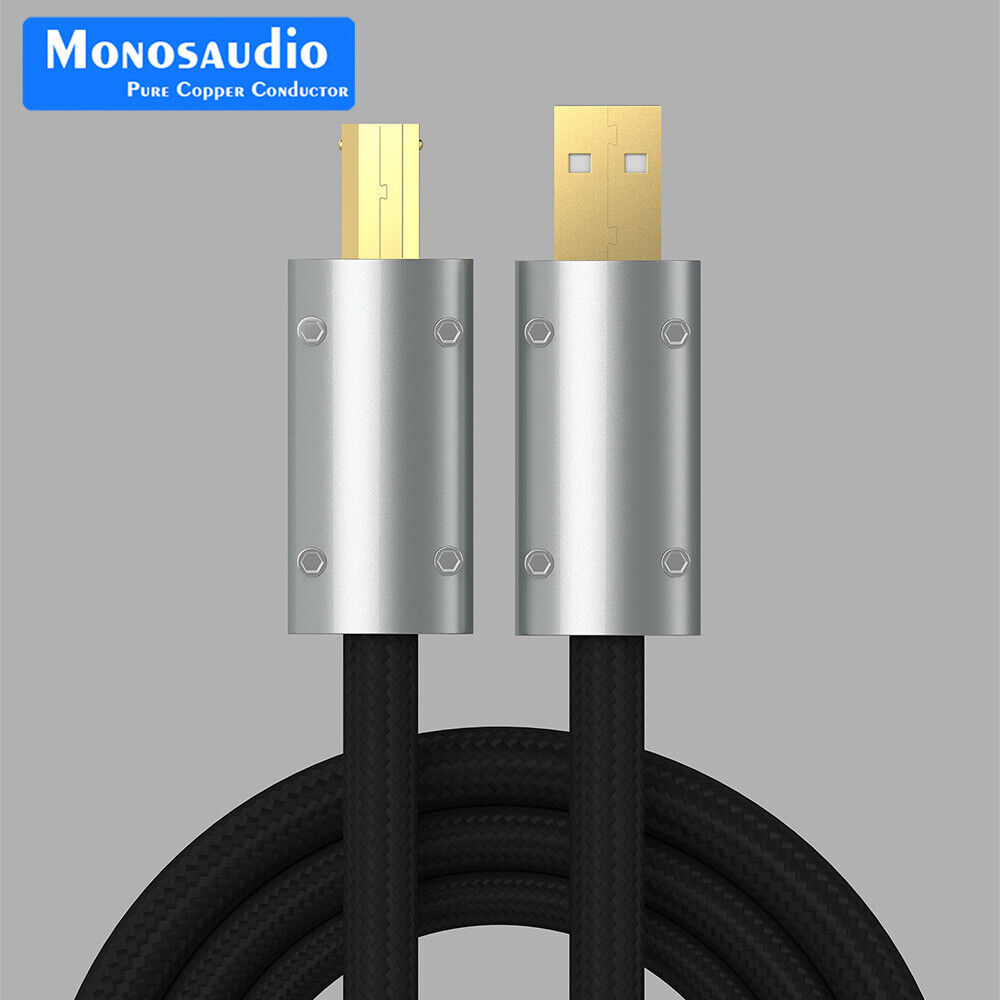 HIFI Audio Pure Silver USB Cable USB Type A to B DAC Gold Plating DAC Decoder