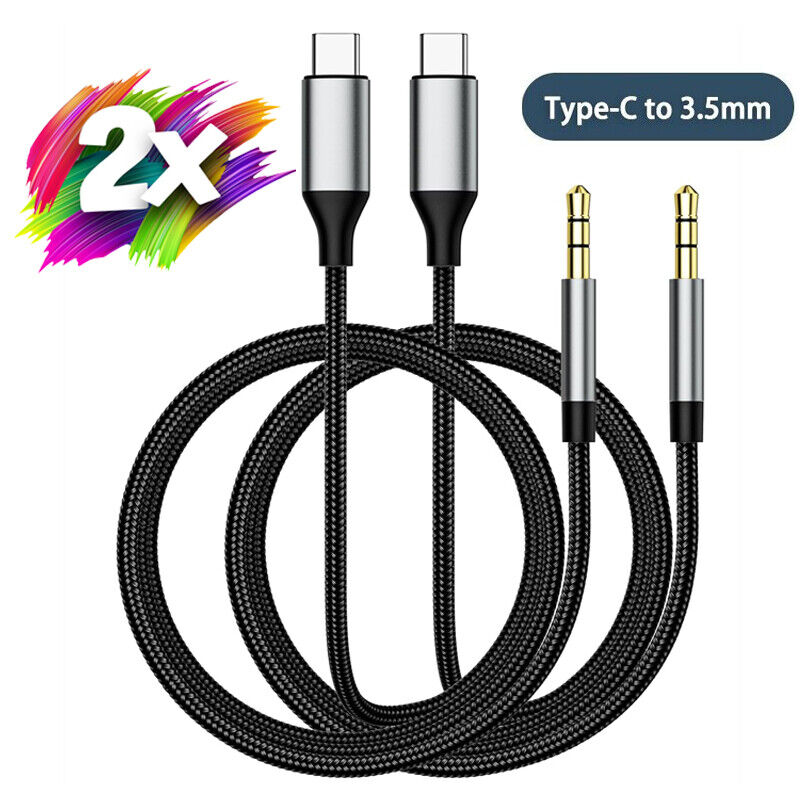 2pcs Type C to 3.5mm Jack Cable Car Audio Aux Adapter For iPhone 15 Pro Max 15