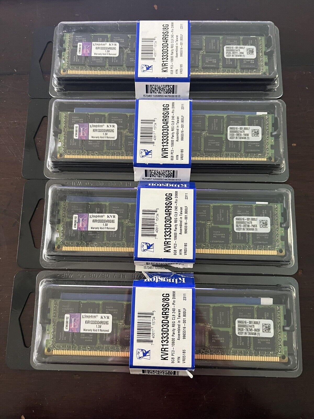 Lot of 4 Kingston 8GB Server RAM Memory Sticks KVR1333D3D4R9S/8G 32GB