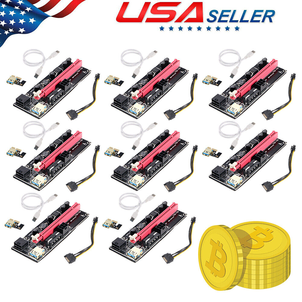 8PACK VER009S PCI-E Riser Card PCIe 1x to 16x USB 3.0 Data Cable Bitcoin Mining