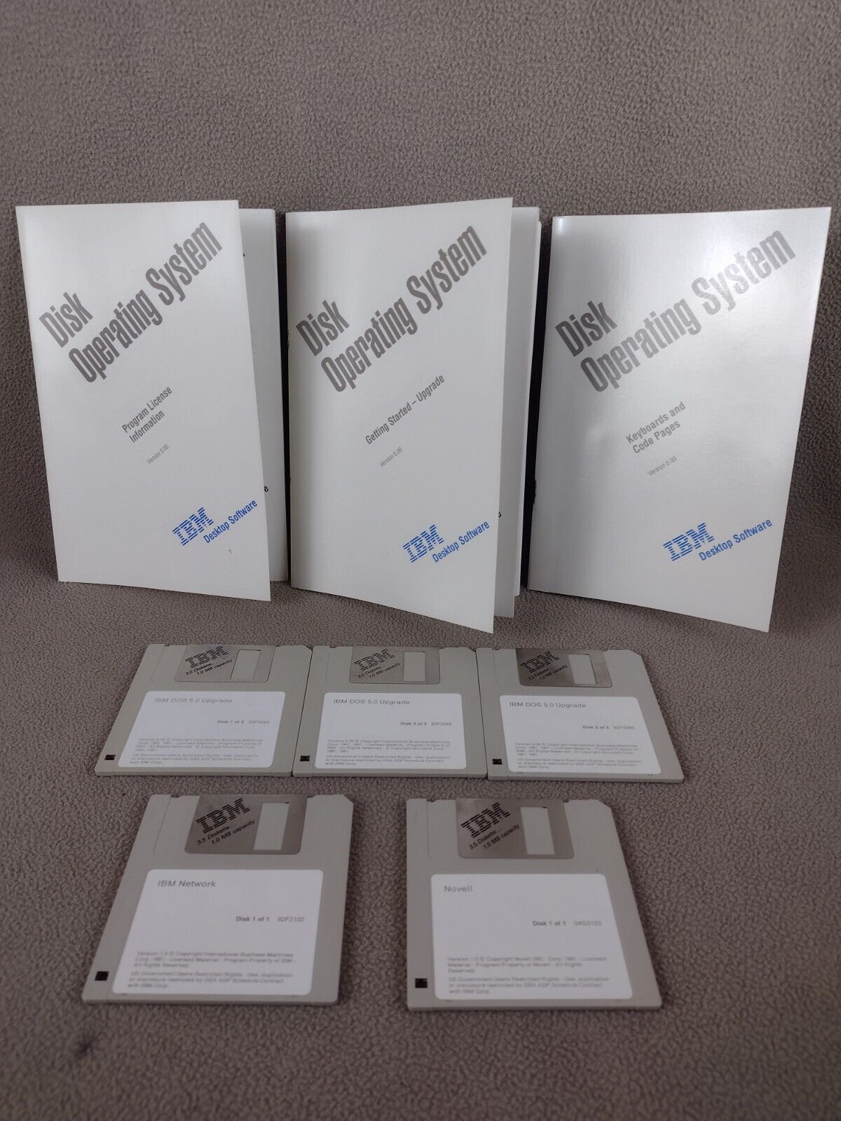IBM DOS 5.0 Upgrade 3.5 Disks 1-3 with Novell and IBM Network Disks 1991