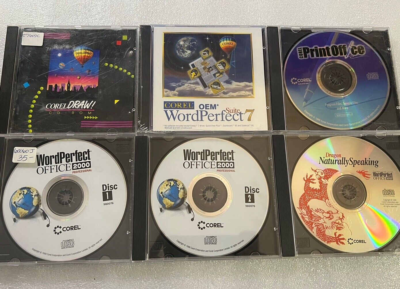 Corel Computer Software Lot Word Perfect 7 Office 2000 Draw Print Office Dragon
