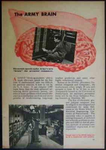 U.S. Army's ENIAC vintage computer 1946 article