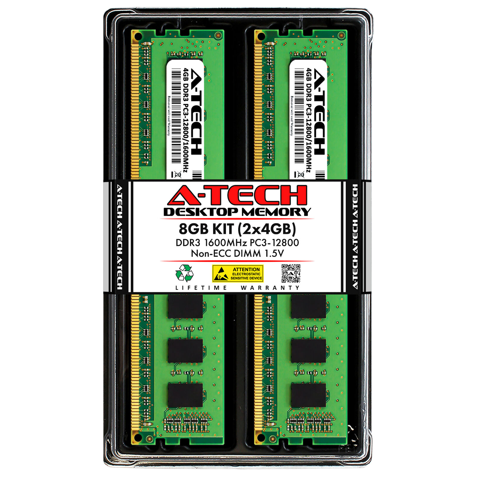 8GB Kit 2x 4GB DDR3-1600 DIMM Corsair CML8GX3M2A1600C9B Equivalent Memory RAM