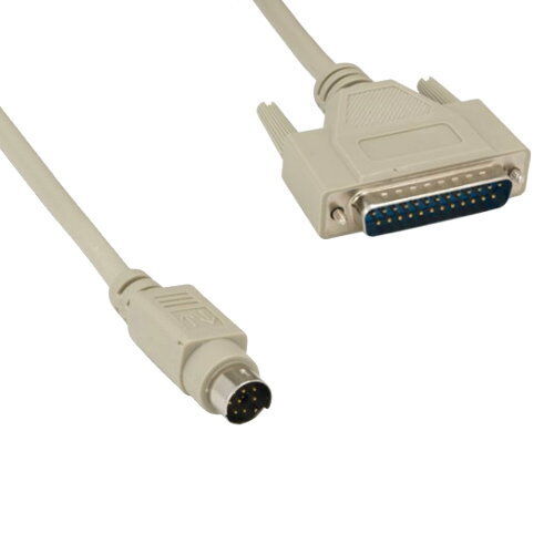 6FT Mini DIN8 MDIN8 to DB25 Mac to Modem Cable Cord Male M/M 28AWG Serial RS-232