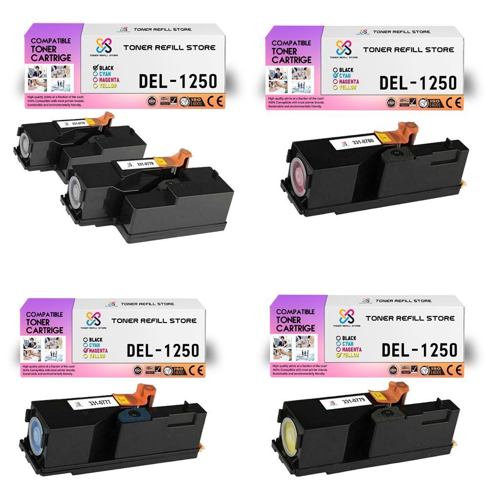 5Pk TRS 1250 BCYM Compatible for Dell 1250C 1350CNW, C1760NW Toner Cartridge
