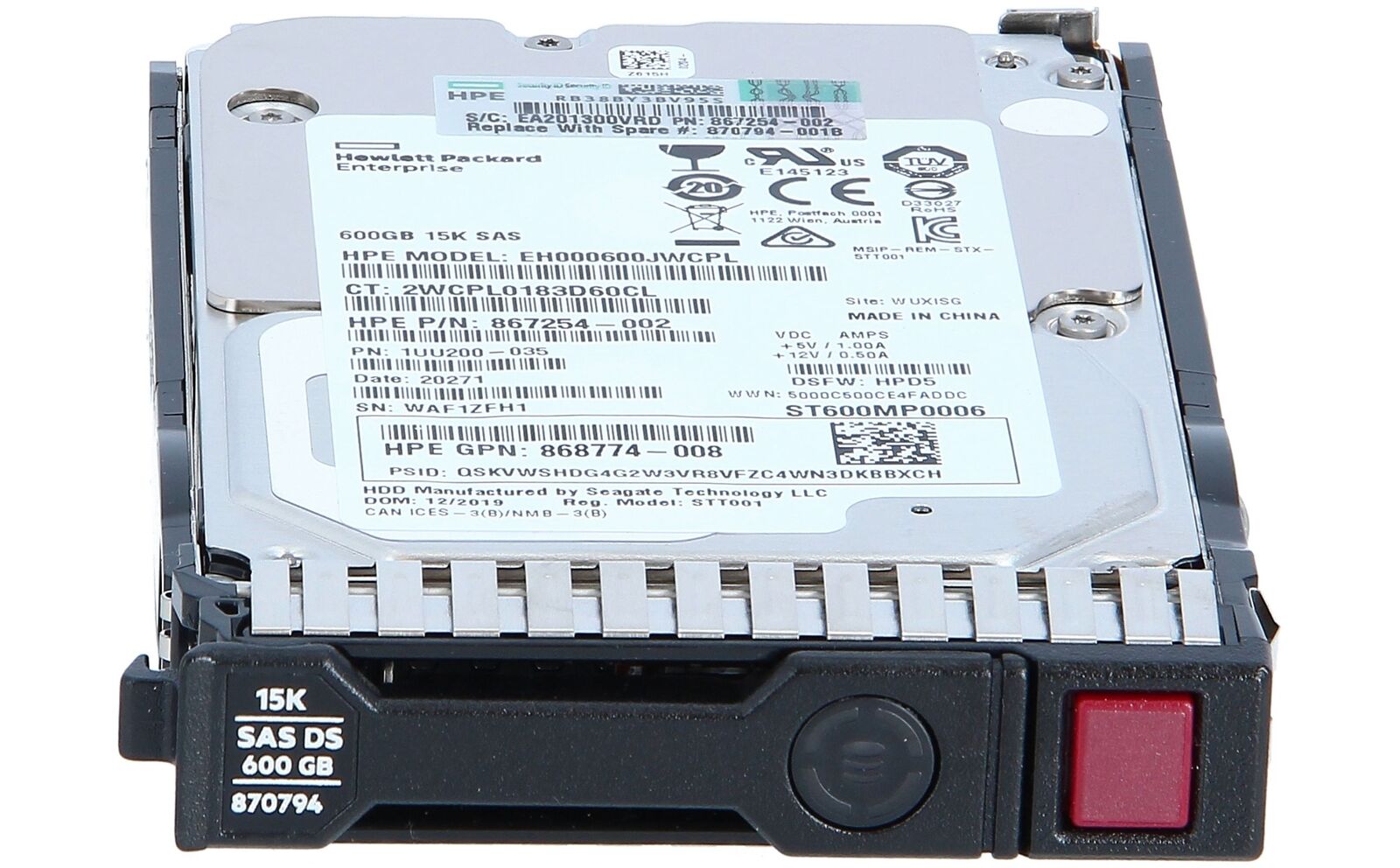 870757-B21 HPE 600GB SAS 12G Enterprise 15K SFF (2.5in) HDD