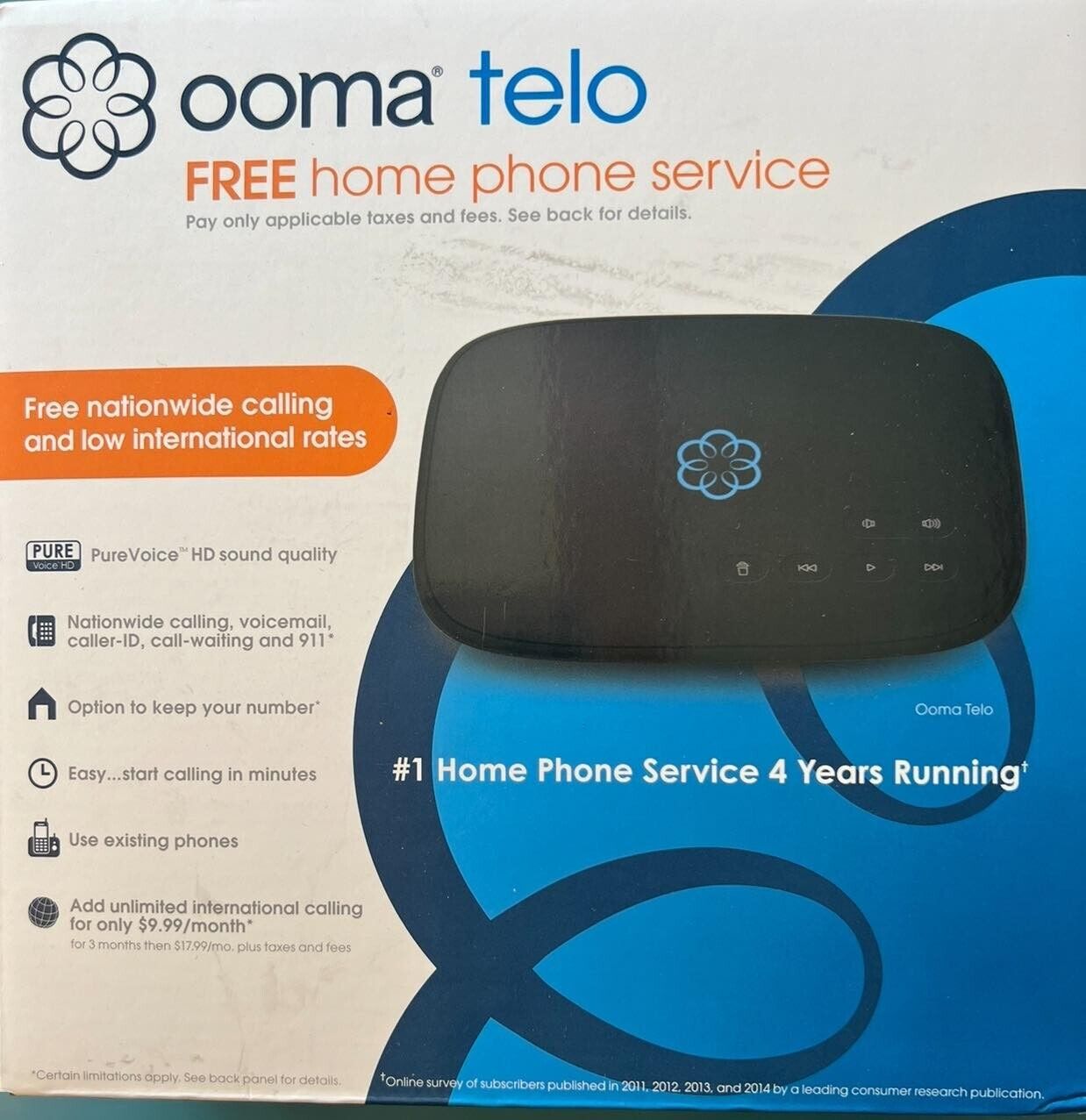 Ooma Telo Free Smart Home Phone Service Black New Sealed✅