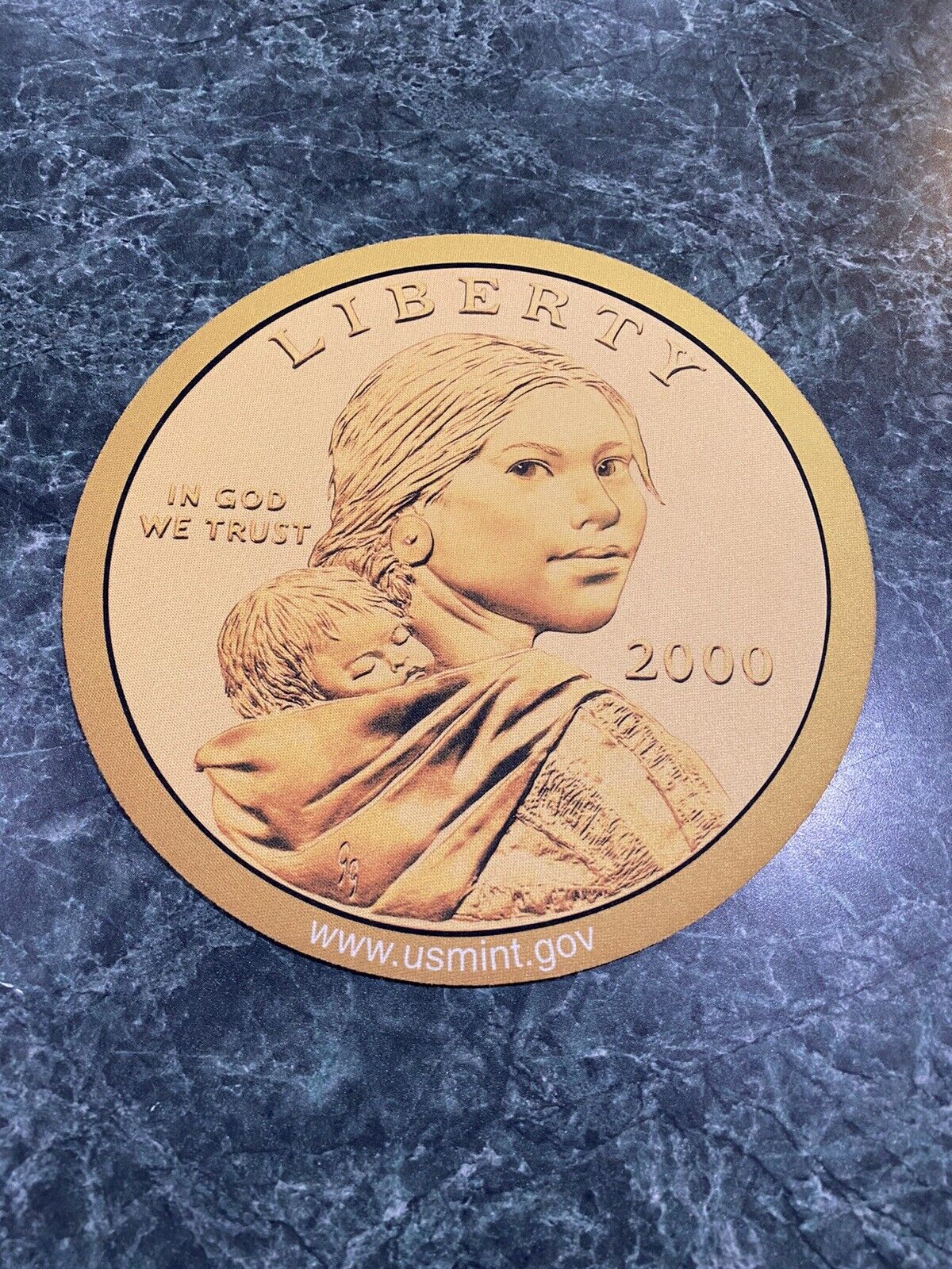 Vintage 2000 Sacagawea Golden Dollar Coin MOUSE PAD US MINT - Never Used