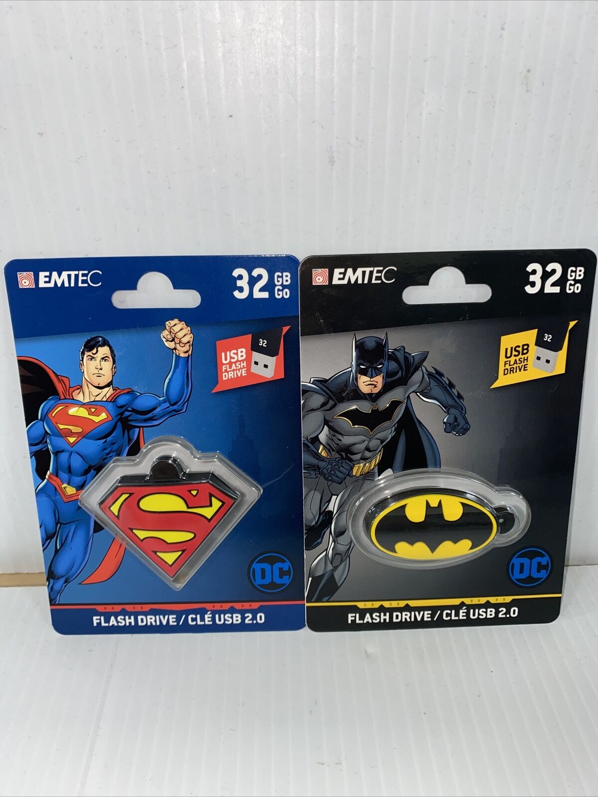 DC Comics Batman and Superman 32GB Flash Drives Lot of 2 NEW 