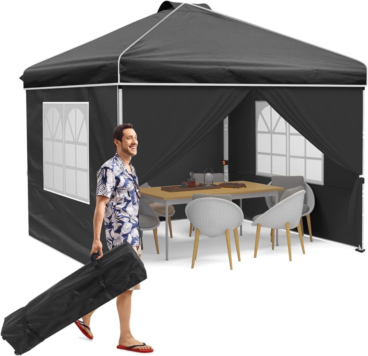 Patio Canopy 8\'x 8\'Pop up Instant Gazebo Tent, Outdoor Portable 8FT, Black 