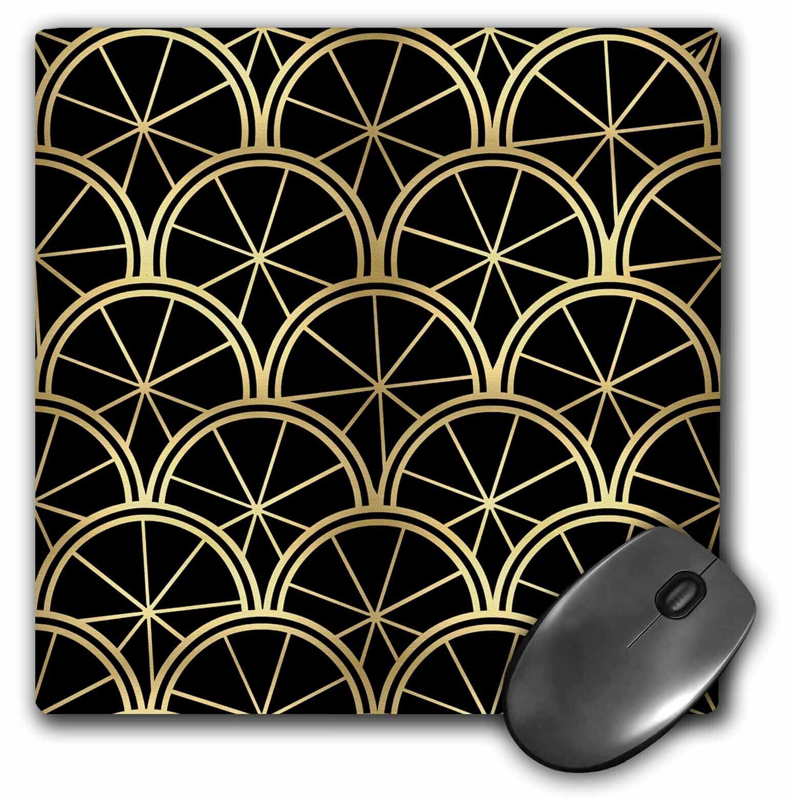 3dRose Art Deco Pattern Black and Gold MousePad