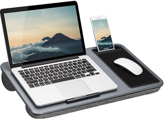 Portable Desk with Device Ledge, Mouse Pad, and Phone Holder