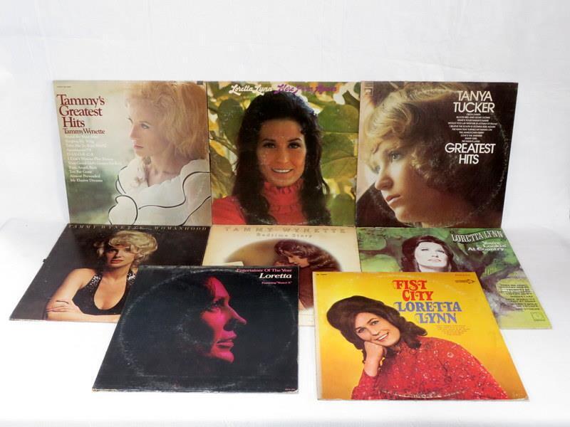 Lot of 8 Vinyl Records - Vintage Women Of Country - Loretta, Tammy, Tanya- G-VG+