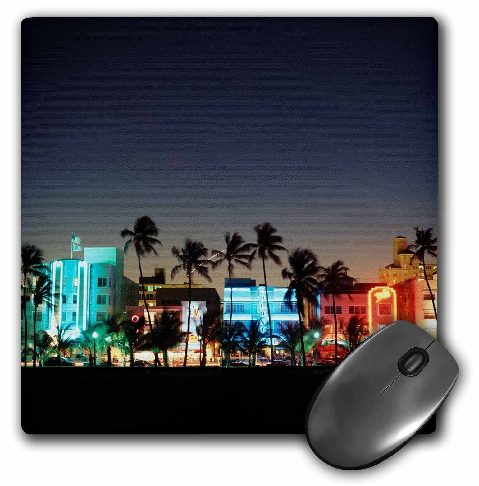 3dRose USA, Florida, Miami Beach, Ocean Drive, Art Deco Hotels at dusk. MousePad