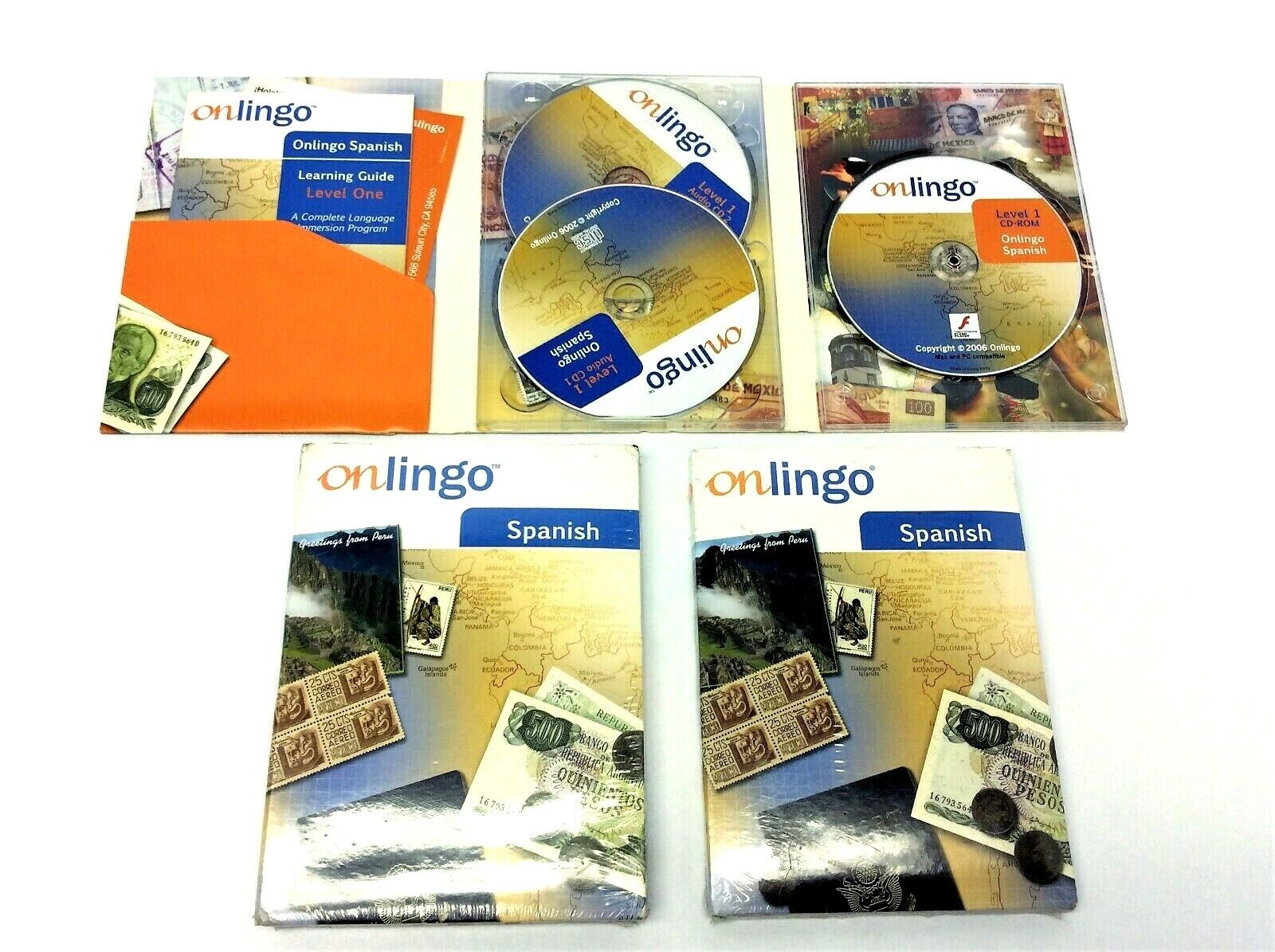 Set of 2007 Syndero New and Used Onlingo Spanish 1 2 3 Language Learning CDs