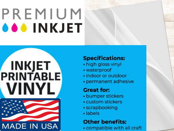 Clear Vinyl Sticker/Label Paper for Inkjet Printers 25 Sheets A4 (8.3”x11.7”)