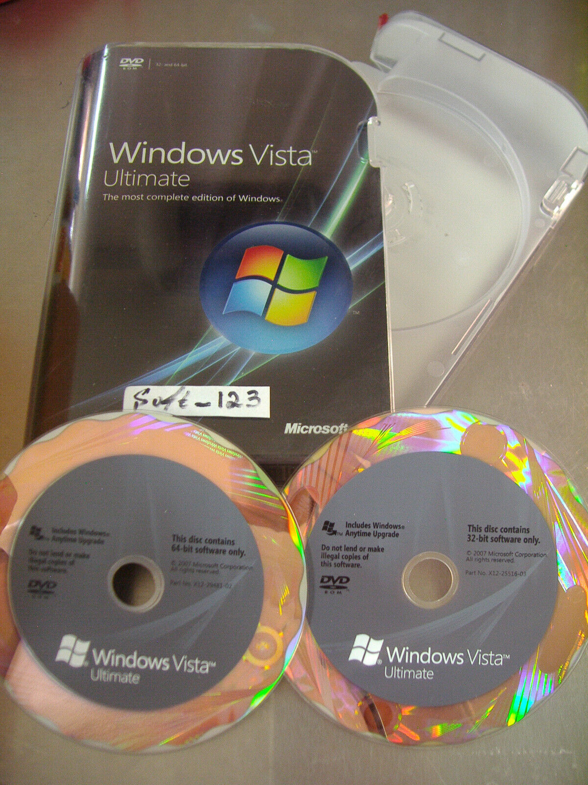  Microsoft Windows Vista Ultimate Full 32 Bit & 64 Bit DVDs =RETAIL BOX=