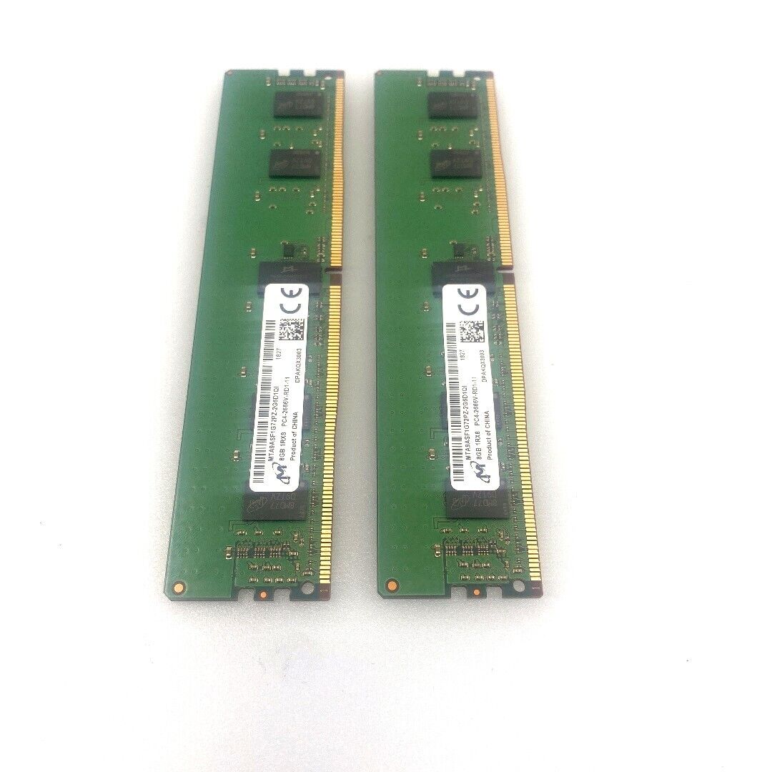 LOT OF 2- Micron 16GB (2 * 8) 1RX8 PC4-2666V-RD1-11 PC Memory RAM