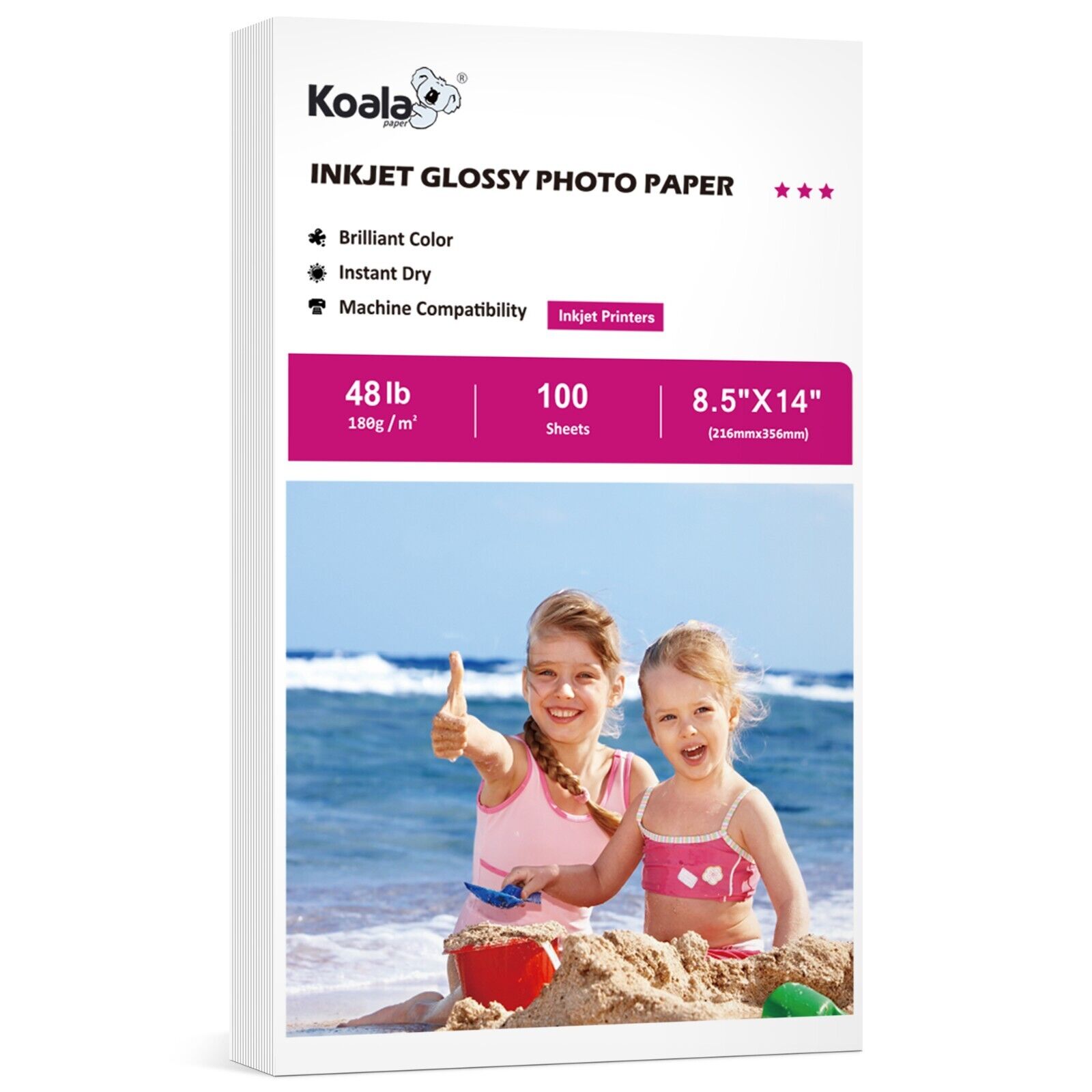 Lot Koala Premium Glossy Photo Paper 8.5x14 Legal Size 48lb Inkjet Printer 10Mil