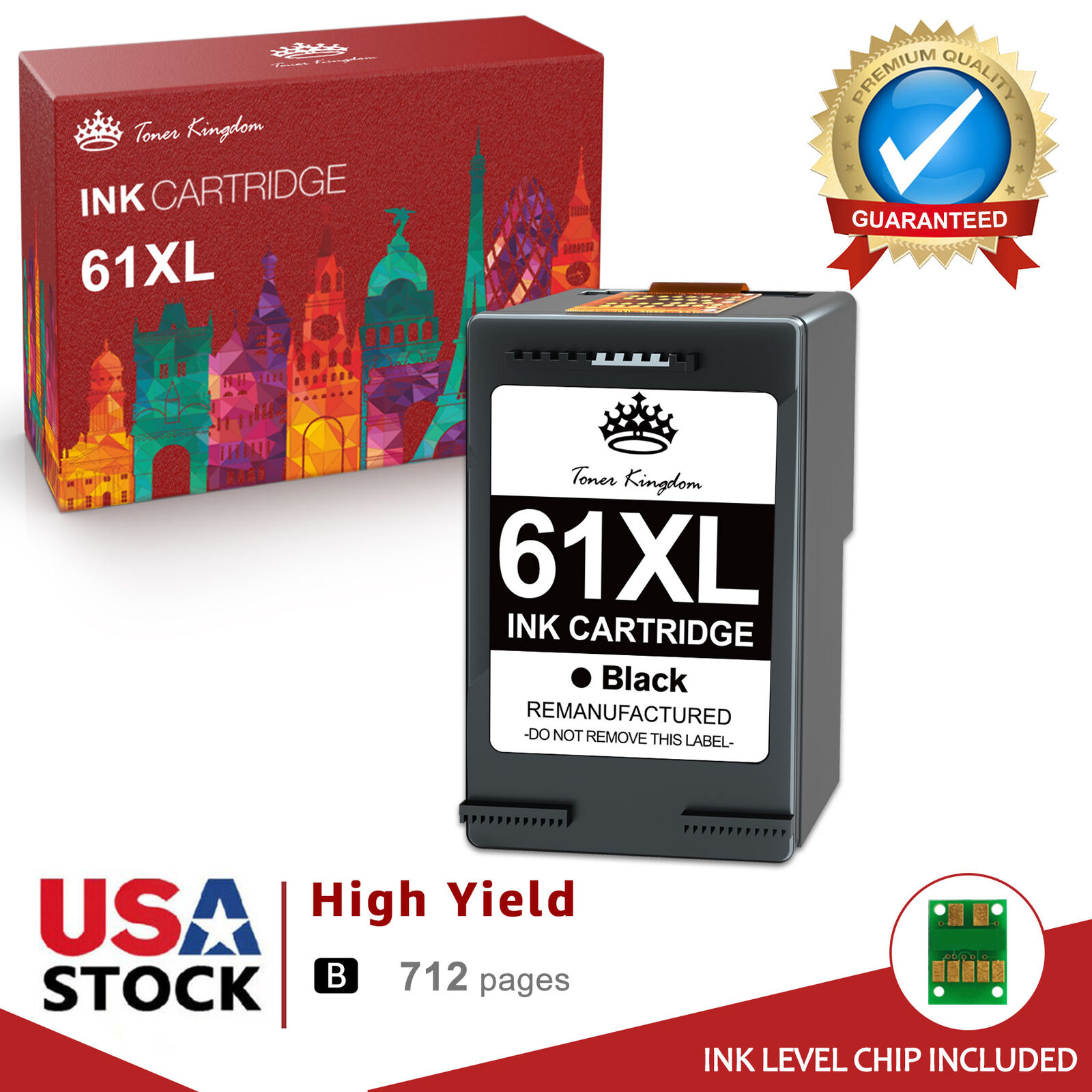 1-4PK 61XL Ink Cartridge For HP OfficeJet 2620 2622 4630 4635 ENVY 4500 5530 lot