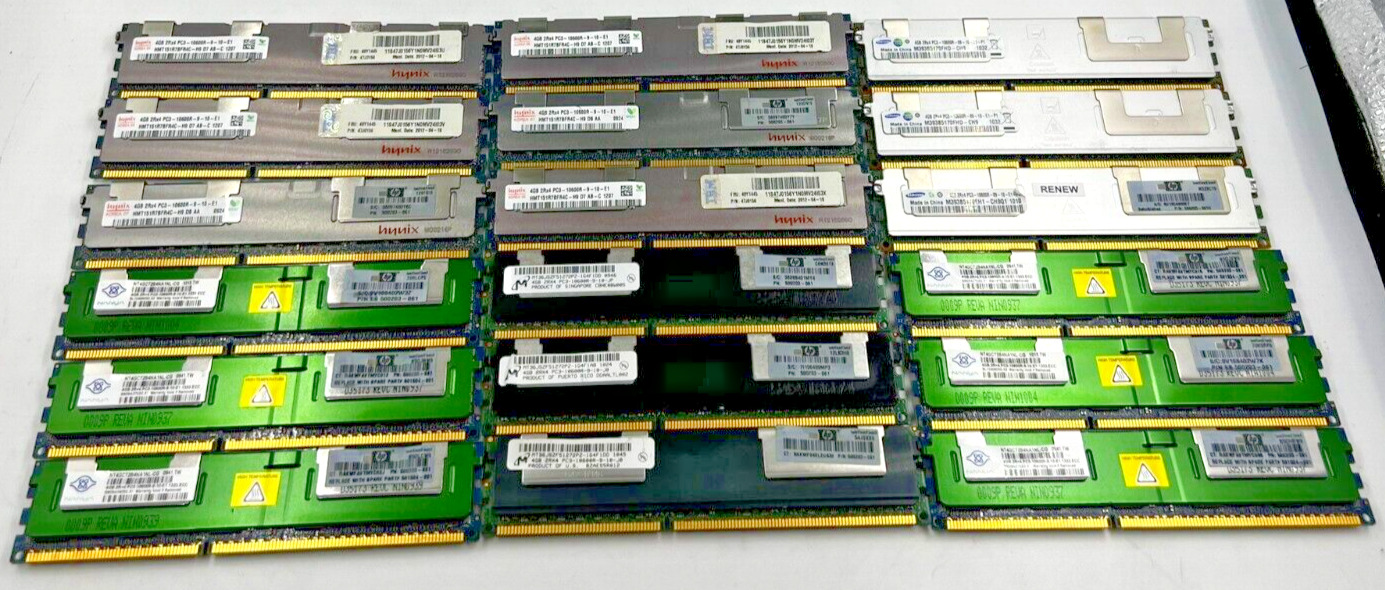 SERVER RAM-MIX *LOT OF 128* 4GB 1RX8/2RX8/2RX4 PC3/PC3L 12800R/10600R/TESTED