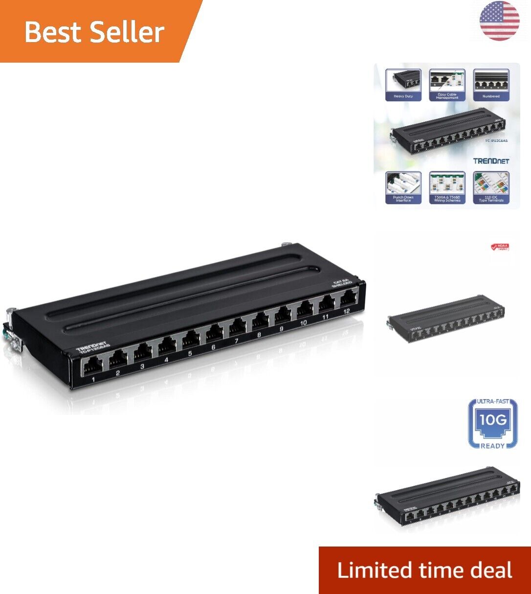 High-Performance Cat6A Patch Panel - 10G Ready - Metal Housing - Management