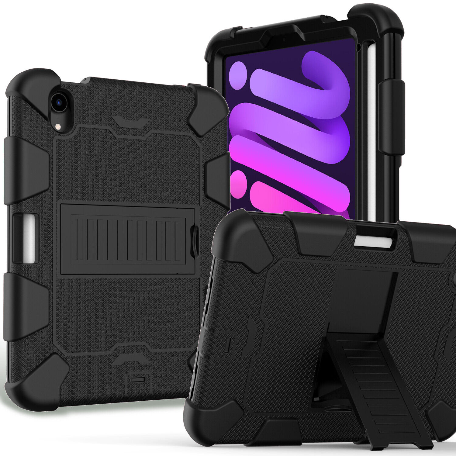 For iPad Mini 6th Generation Case Shockproof Hard Bumper Cover Stand Rugged Case