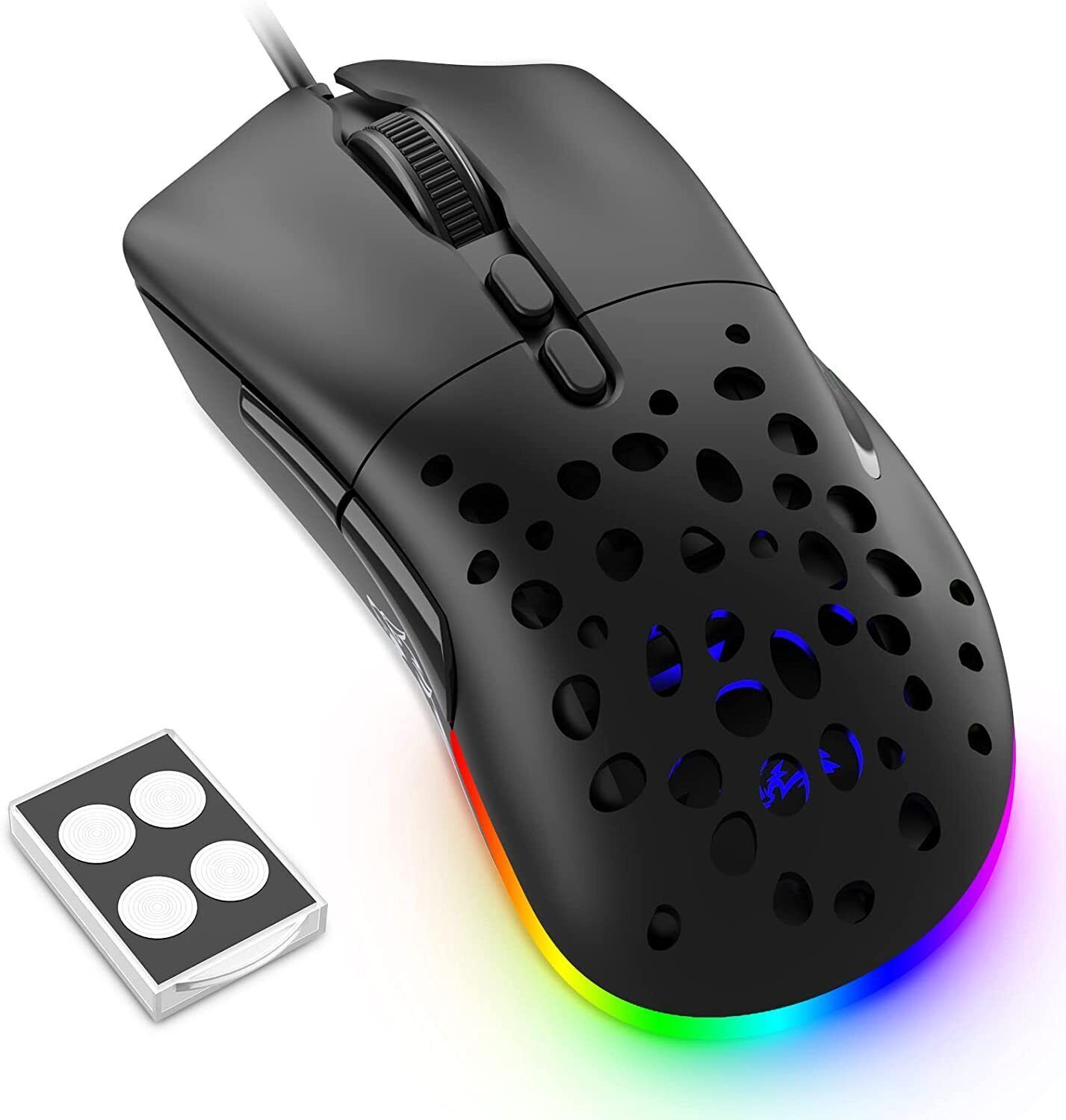 Wired Ultralight Gaming Mouse with Side Button RGB Backlit 12000DPI For PC/MAC