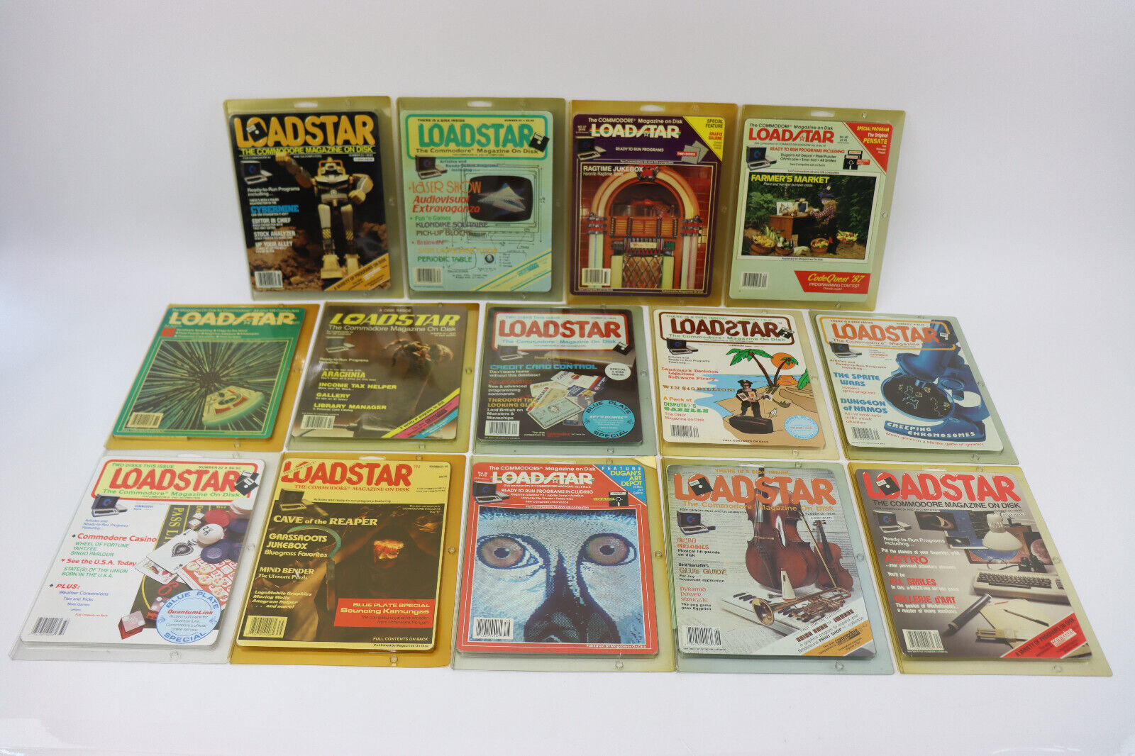 Lot of 14 NOS Vintage 80s Loadstar Commodore C64/128 Magazines on Disk
