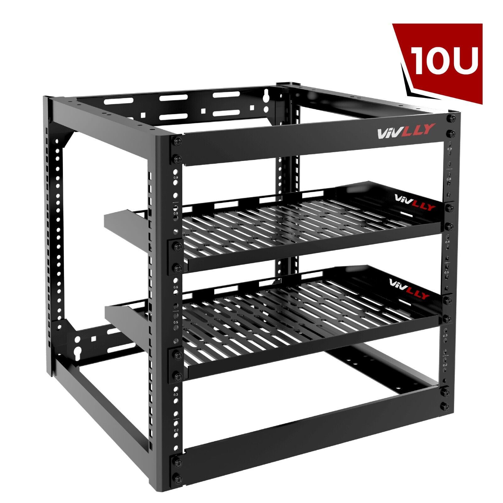 10U Network Rack Wall Mountable Heavy Duty 4 Post Design Holds All Your Networki