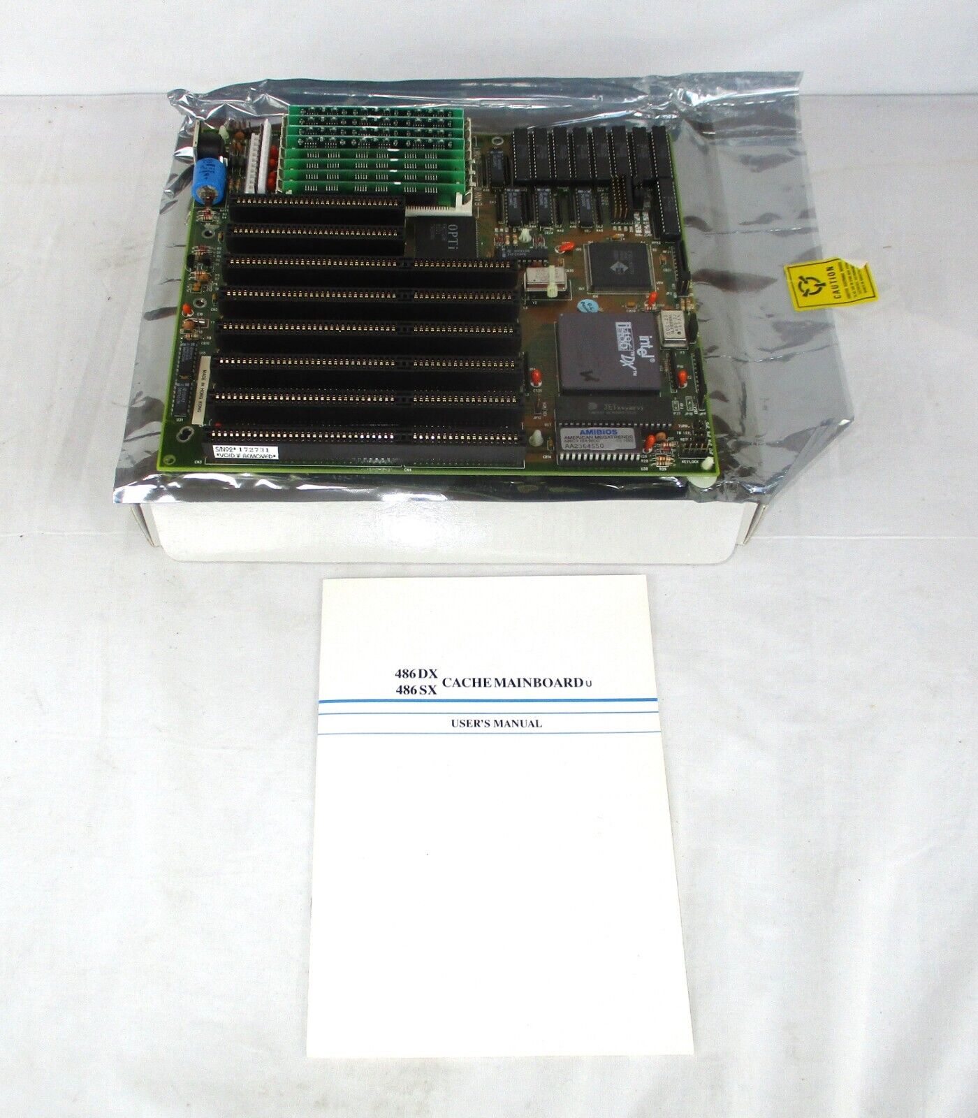 Vintage Intel 486-DX Processor Cache Motherboard WIth Manual In Box Untested