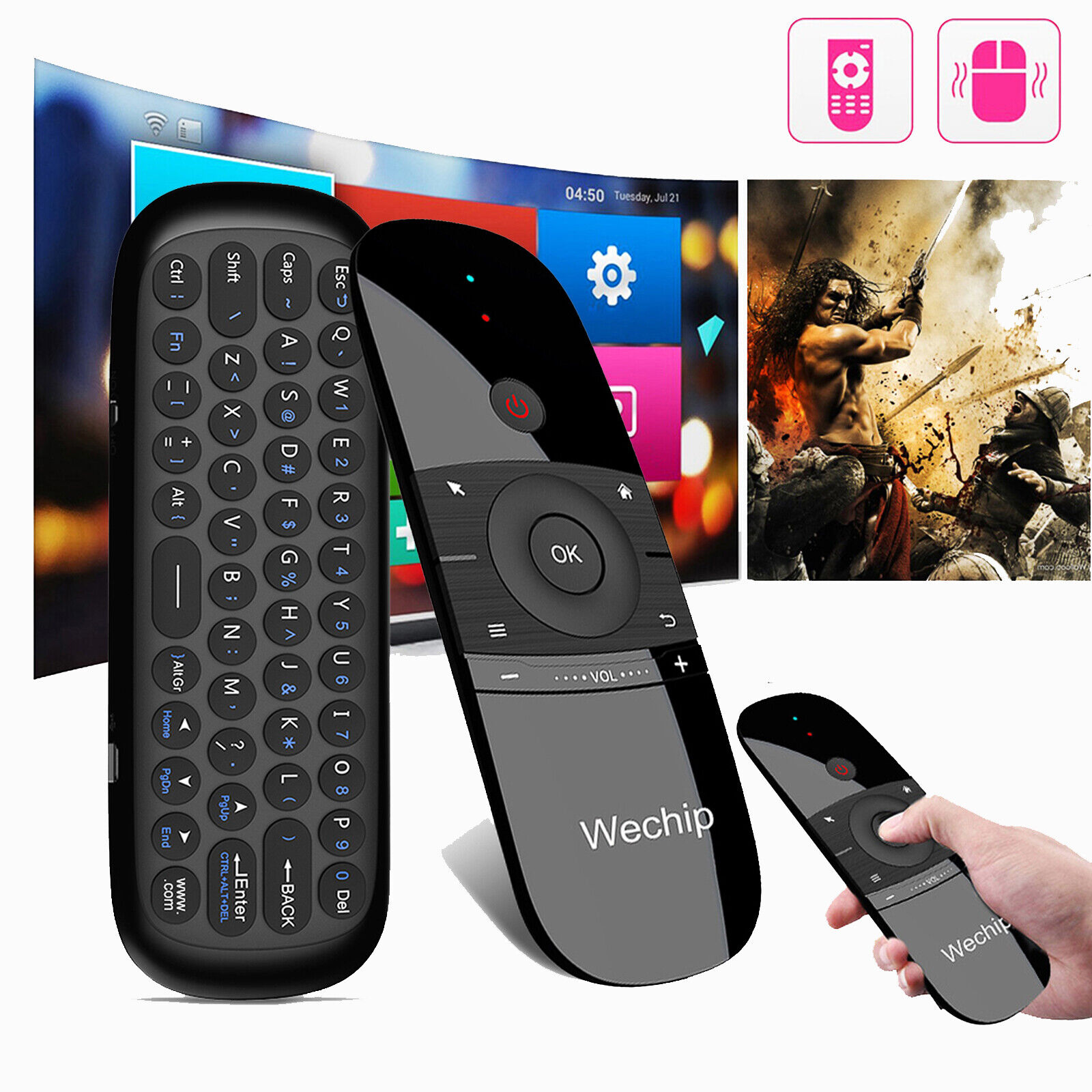 Wechip 2.4G Air Mouse Wireless Mini Keyboard IR Remote Control F/Smart TV Q8O4