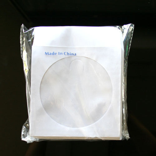 1000 Paper Sleeve Envelope with Clear Window & Flap for CD DVD White 80g
