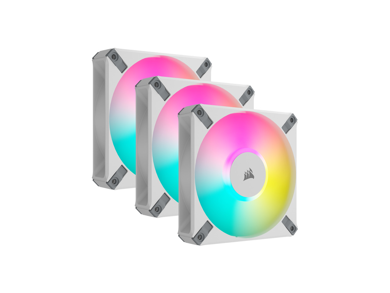 CORSAIR iCUE AF120 ELITE RGB 120mm PWM Triple Fan Kit - White - Eight RGB LEDs P