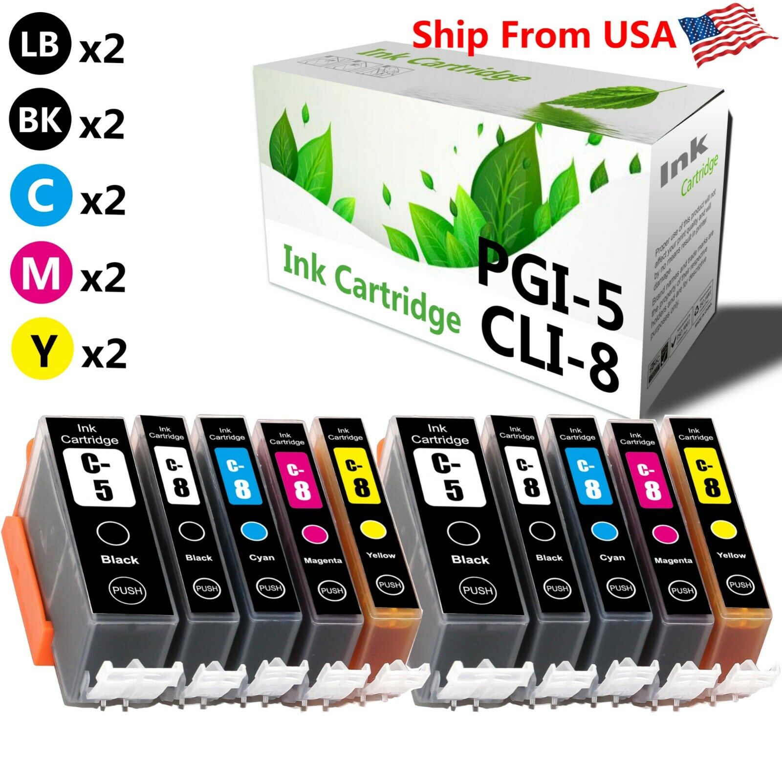 10PK PGI-5 CLI-8 Ink Cartridge PGI5 CLI8 for PIXMA iP4200 iP4300 iP4500 MP500