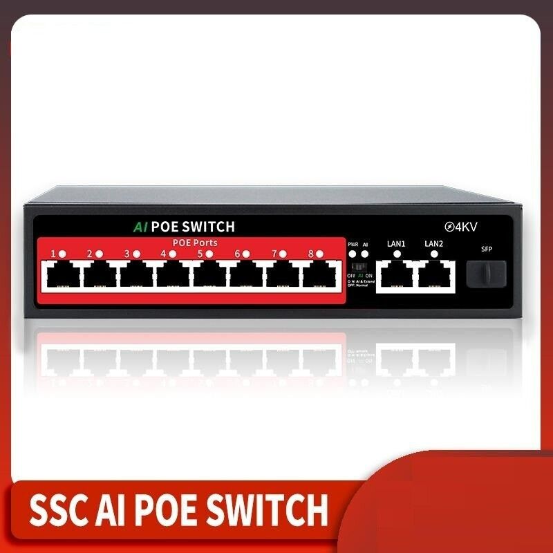 POE Switch SFP Built In Power 8 Port 48V 120W Ethernet Network For IP Camera