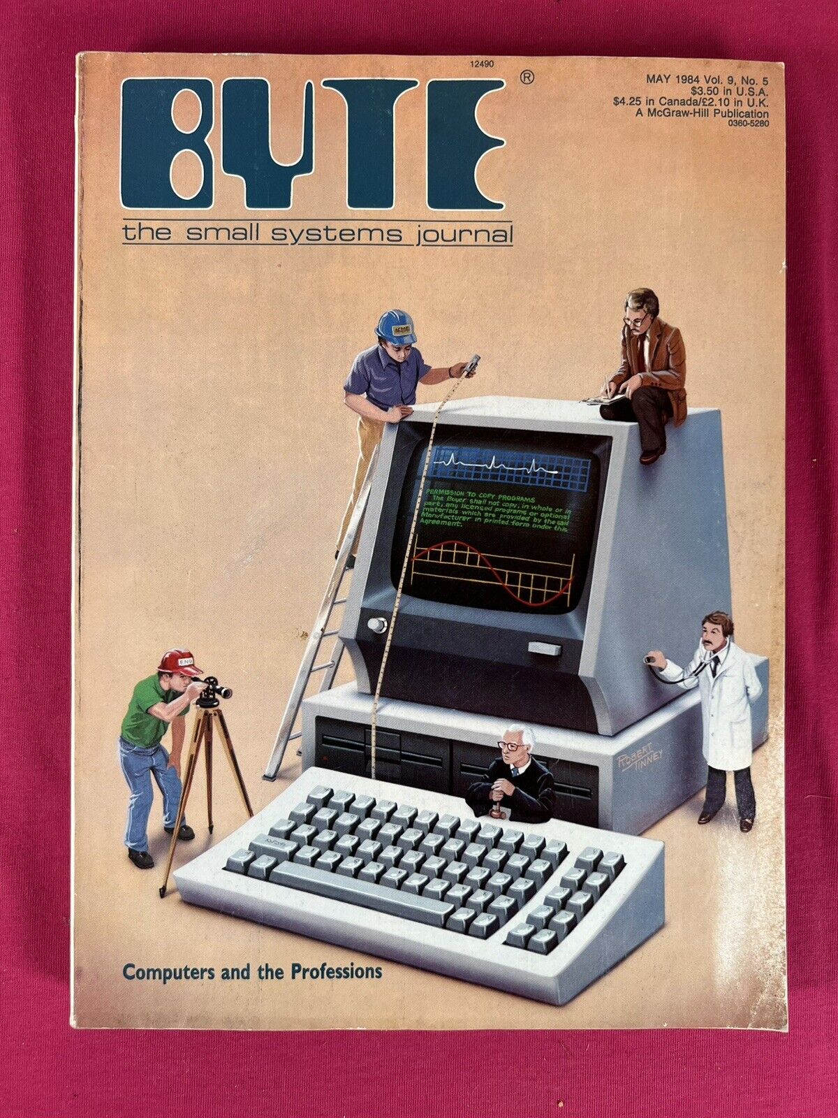 MAY 1984 BYTE MAGAZINE v9 #5 - COMPUTERS & PROFESSIONS Robert Tinney COVER VF