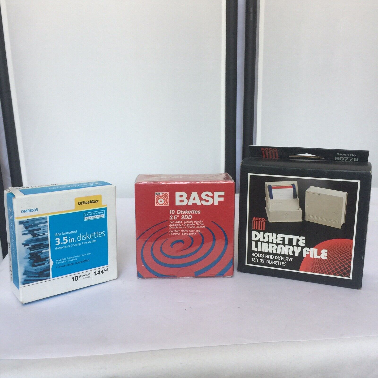 Two 10 Packs Of 3.5” Diskettes And Disk Holder Library New Sealed IBM