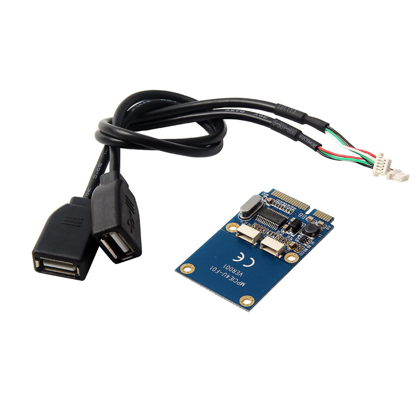 1Pcs Mini PCI-E PCI Express to 5 Pin Dual USB 2.0 Adapter Riser Expansion Card c