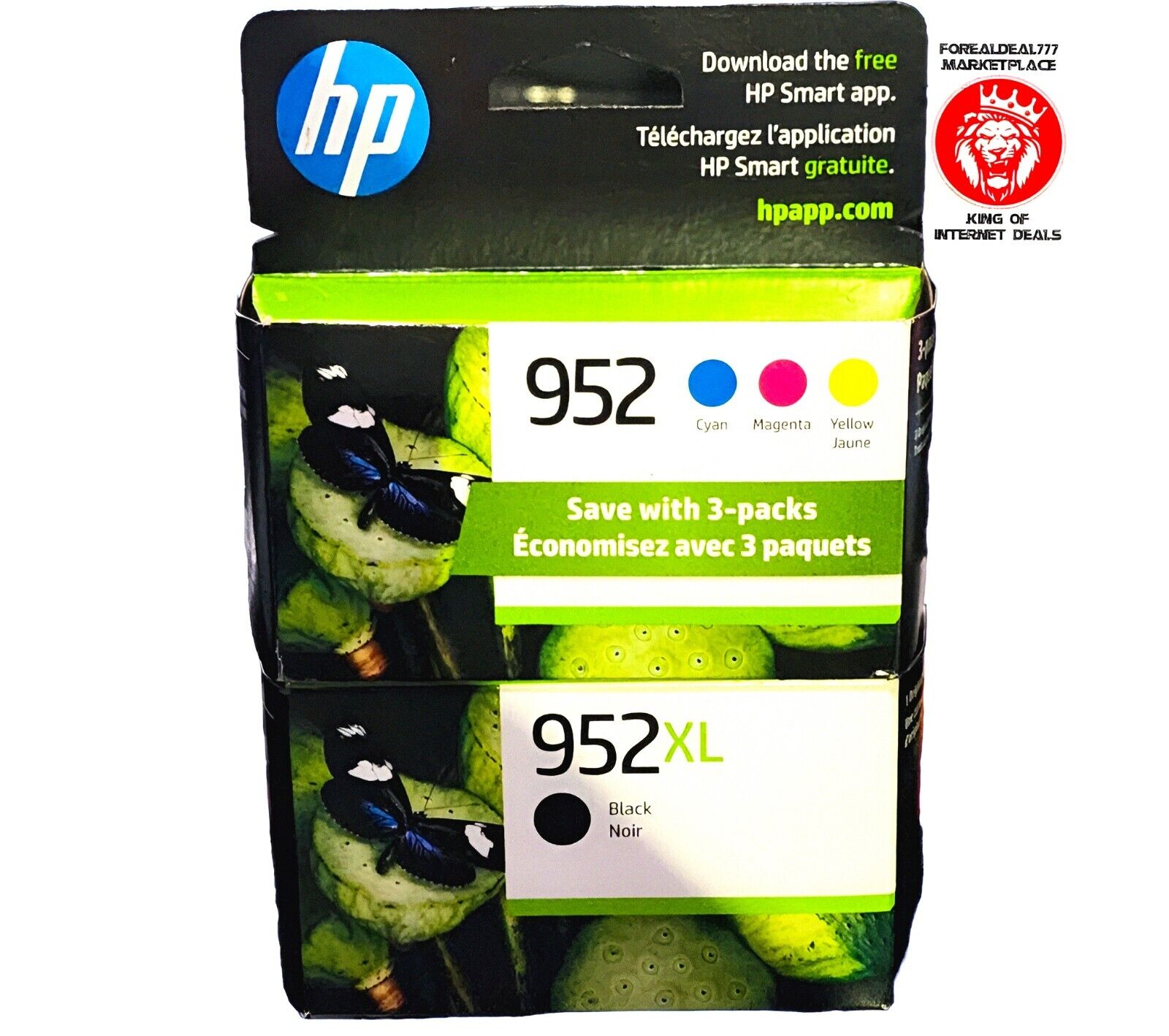 4 Pack HP 952XL Black&952 Cyan/Magenta/Yellow Original Ink Factory Sealed 25/26