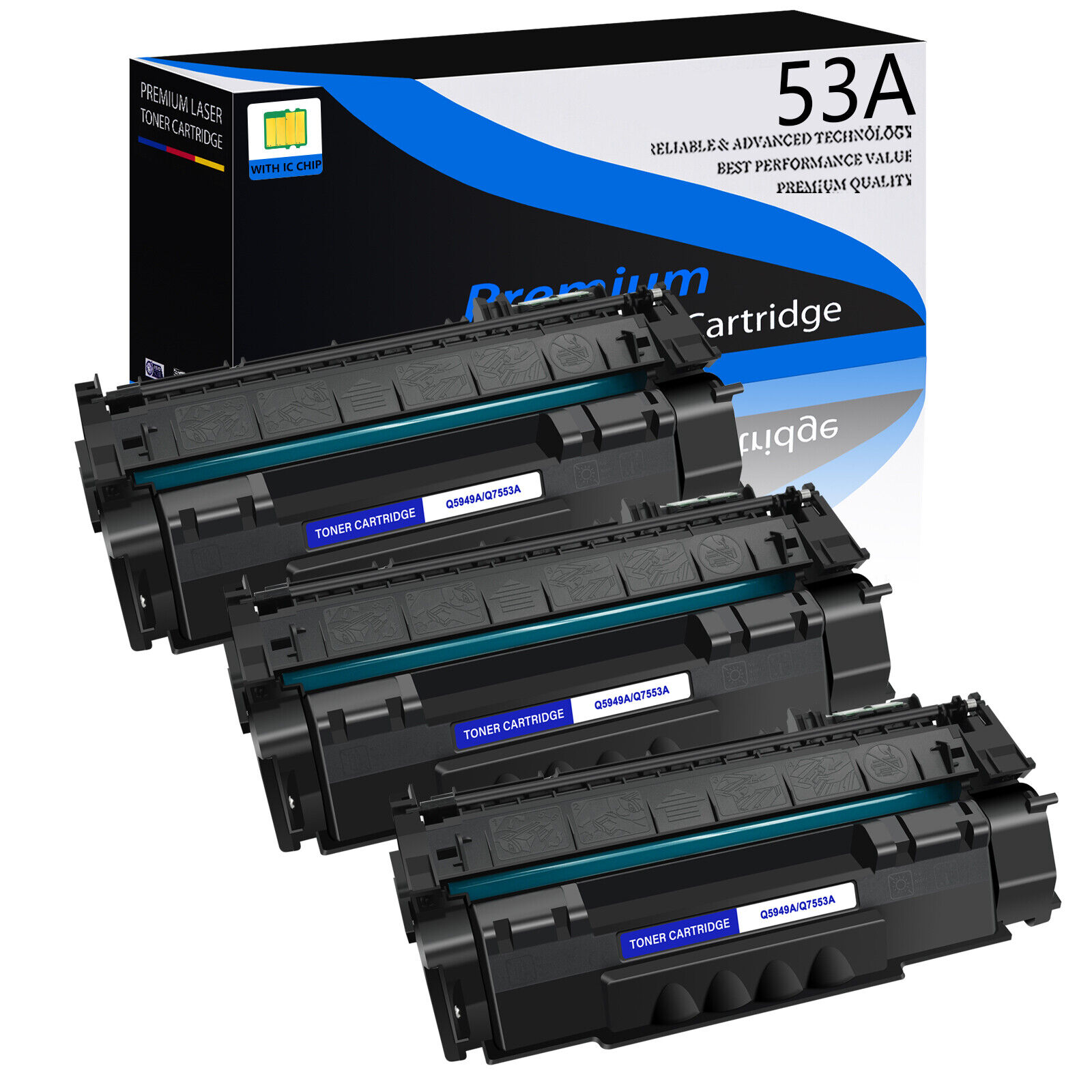 3PK Black Q7553A 53A Toner Cartridge for HP LaserJet M2727nfs MFP P2015 Printer